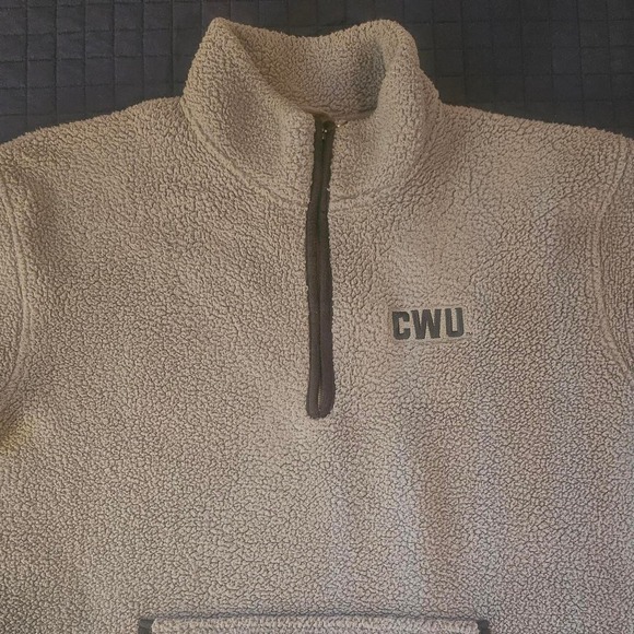 Other - CWU Central Washington University Sherpa Fleece Gray Pullover Quarter Zip Size M